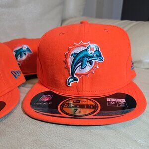 Orange On Field New Era Miami Dolphins Fitted Baseball Cap Hat ALL SIZES